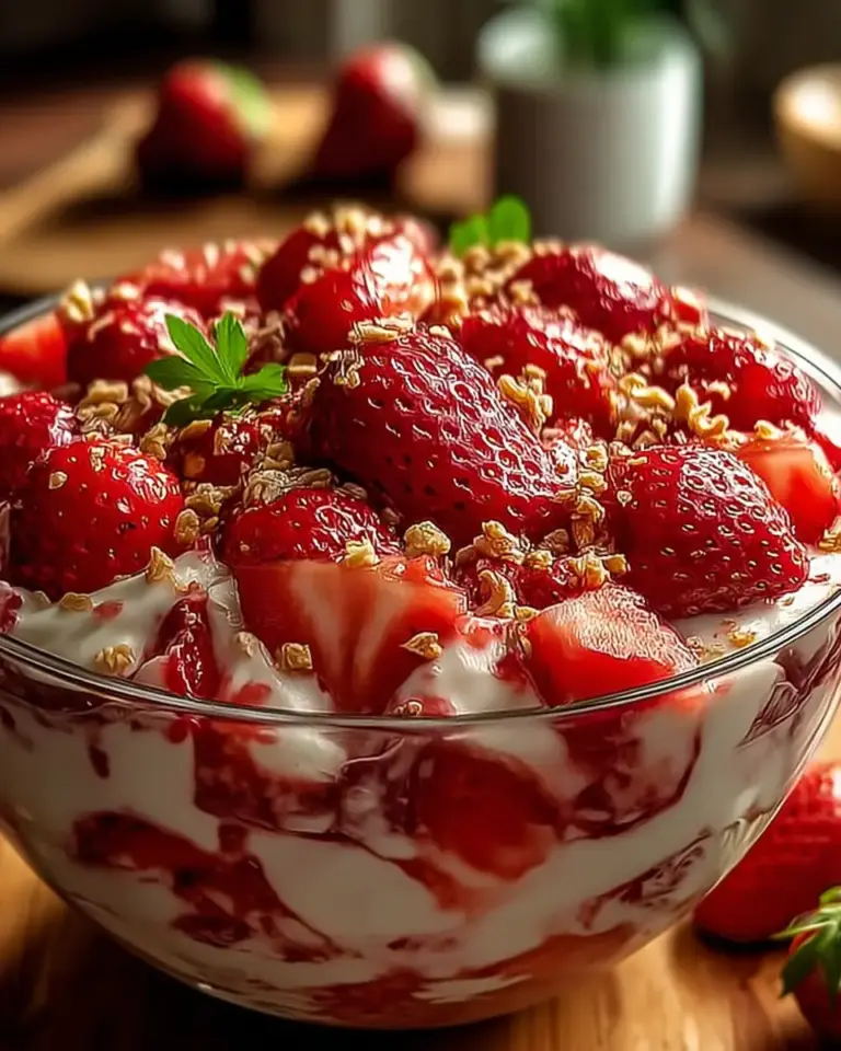 A delicious plate of Delicious Strawberry Crackle Salad for Sweet Summer Cheers