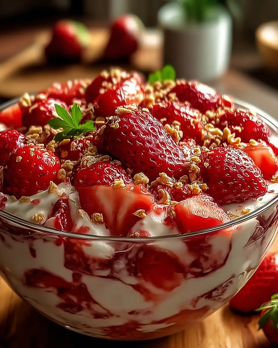 A delicious plate of Delicious Strawberry Crackle Salad for Sweet Summer Cheers