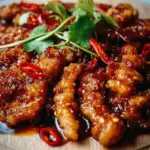 A delicious plate of Dragon Chicken