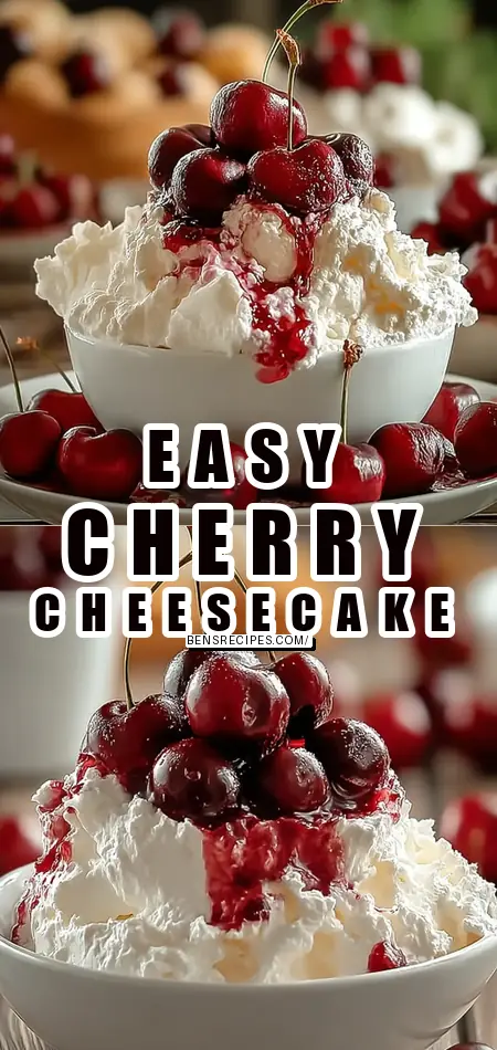 Pinterest pin (Design 1) for Indulgent Cherry Cheesecake Fluff Made Easy in 15 Minutes