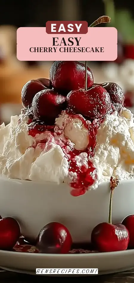 Pinterest pin (Design 2) for Indulgent Cherry Cheesecake Fluff Made Easy in 15 Minutes