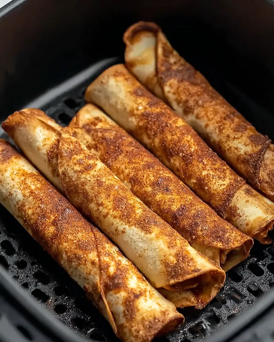 A delicious plate of Easy Air Fryer Apple Pie Taquitos