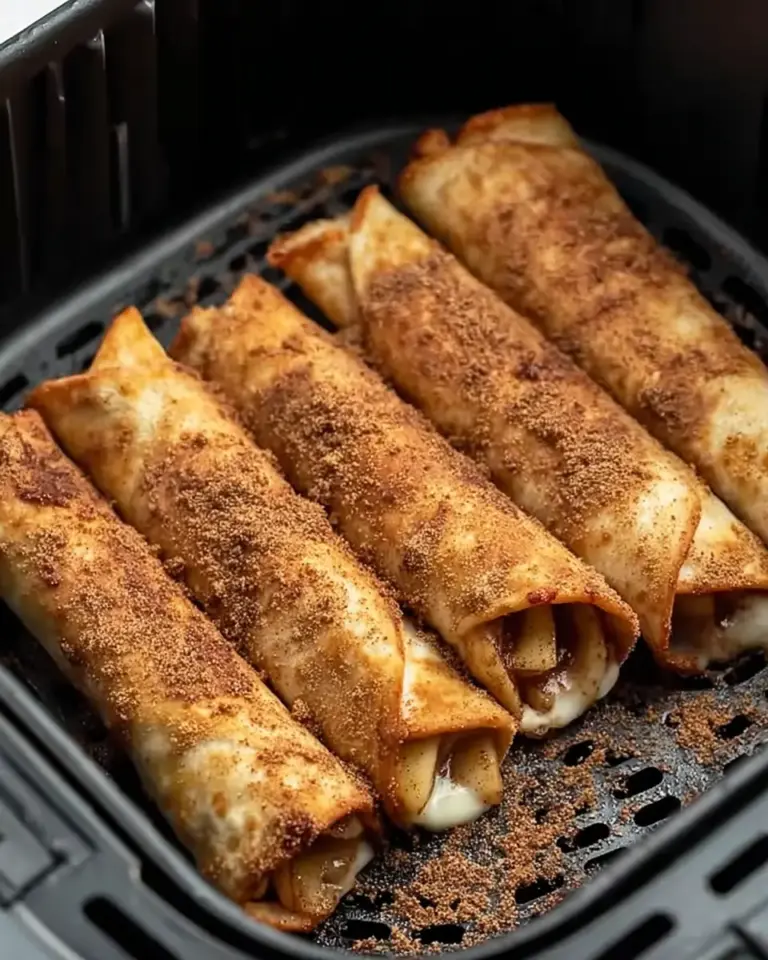 A delicious plate of Easy Air Fryer Apple Pie Taquitos
