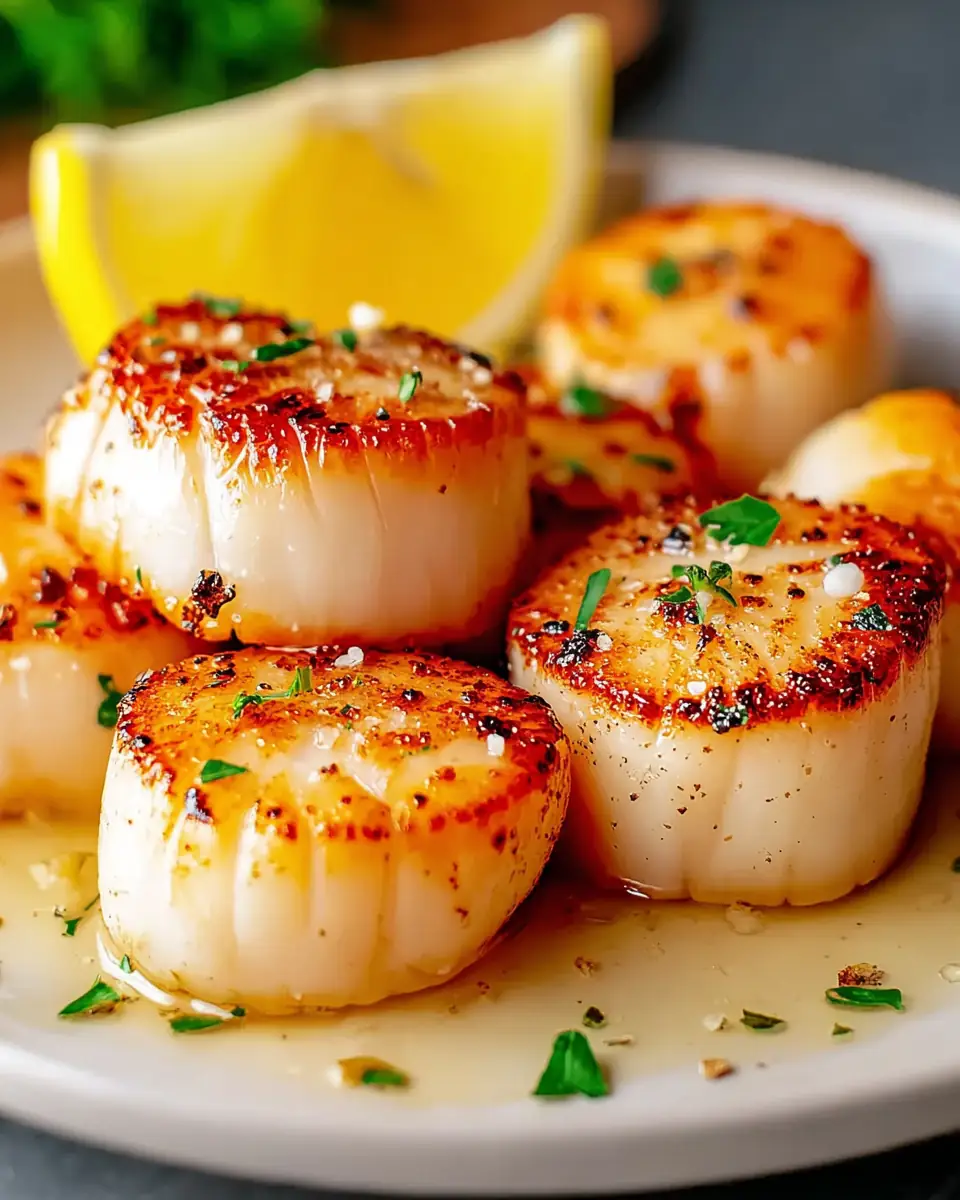 A delicious plate of Easy Air Fryer Scallops with Garlic Butter