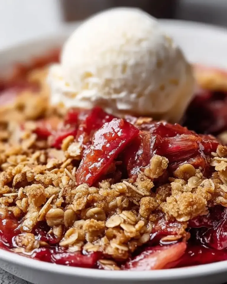A delicious plate of Easy Rhubarb Crisp – Simple Homemade Rhubarb Dessert