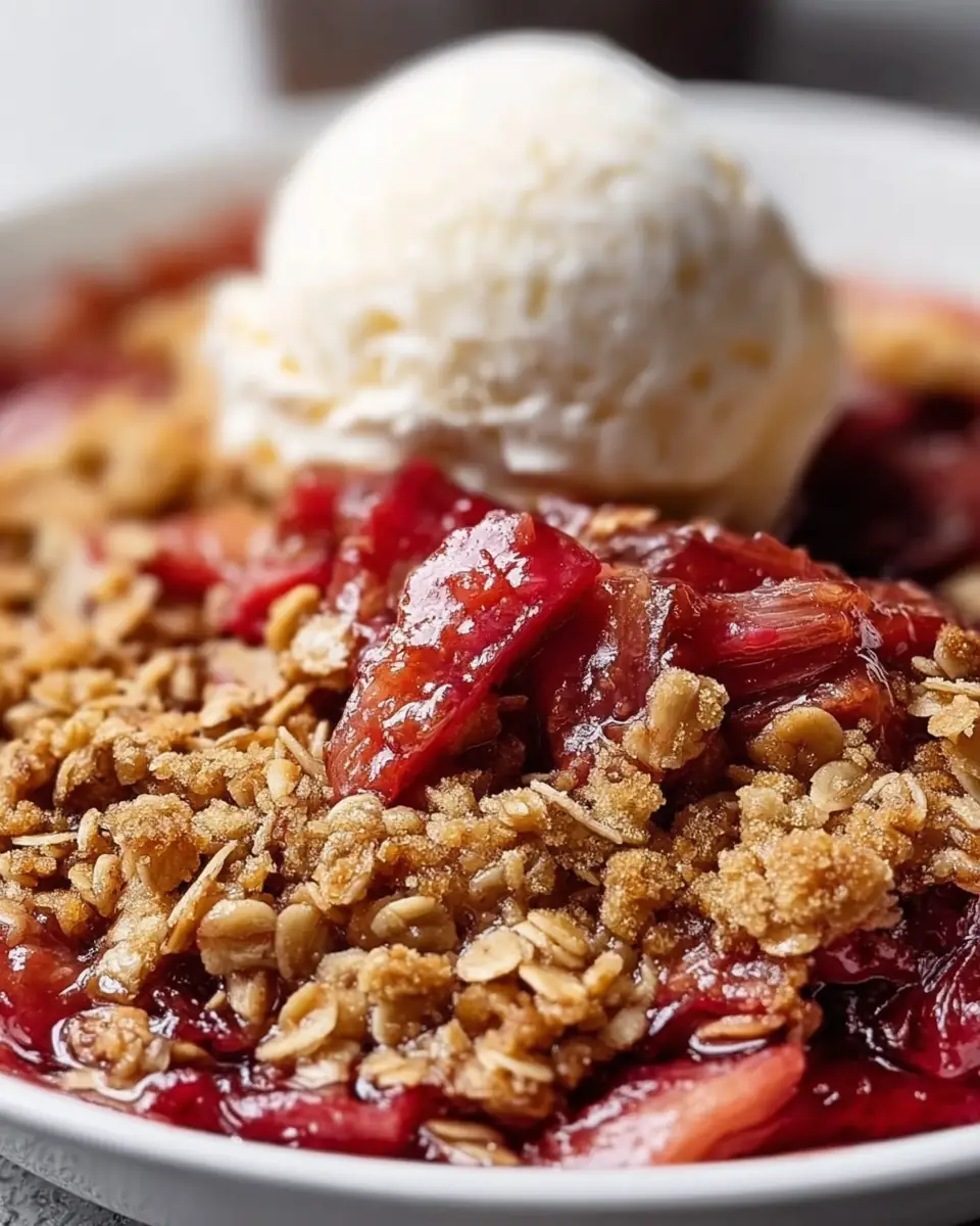 A delicious plate of Easy Rhubarb Crisp – Simple Homemade Rhubarb Dessert