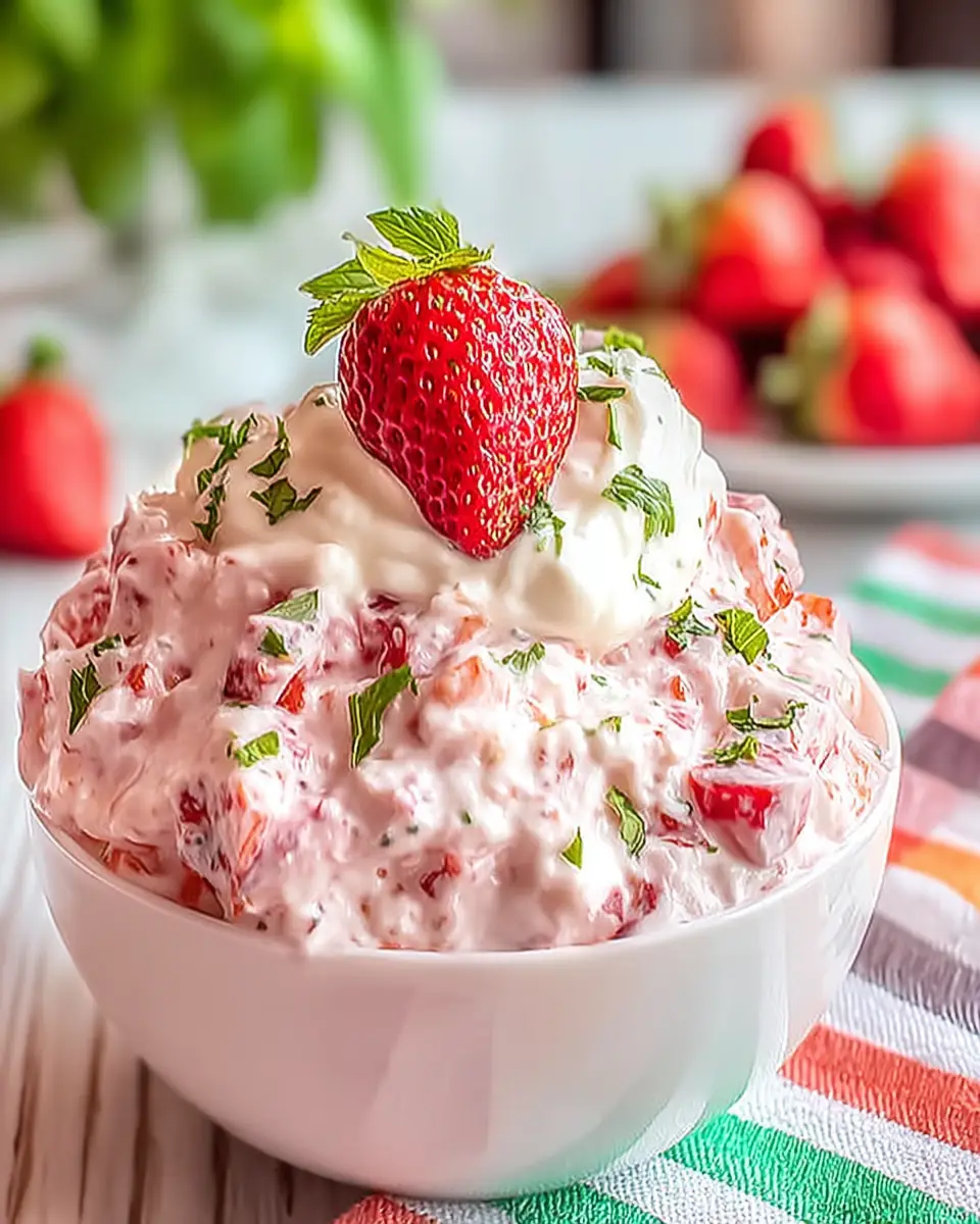 A delicious plate of Easy Strawberry Fluff