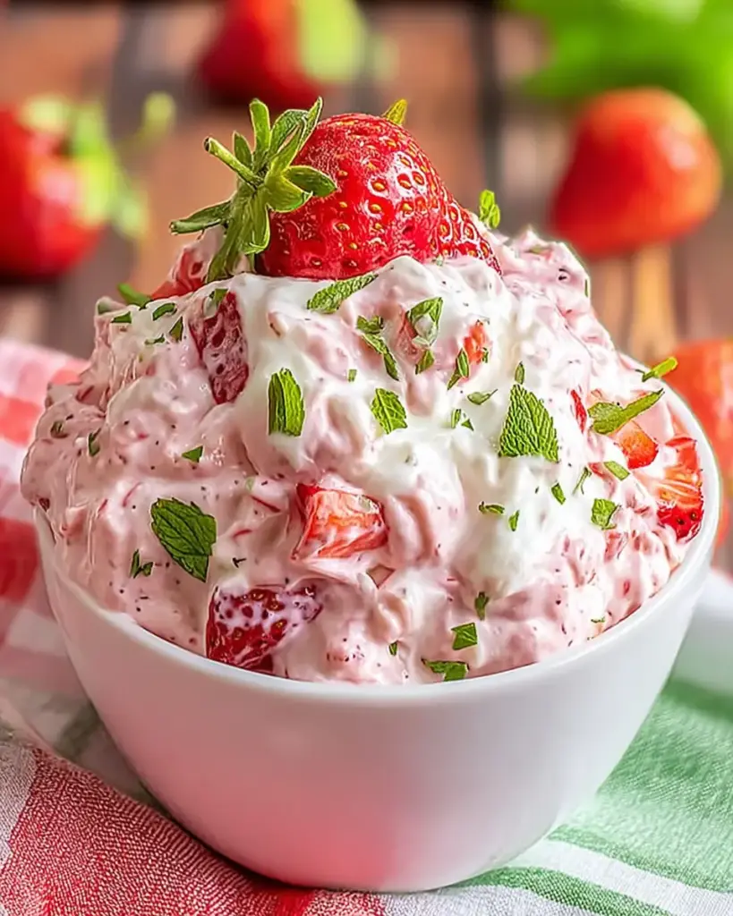 A delicious plate of Easy Strawberry Fluff