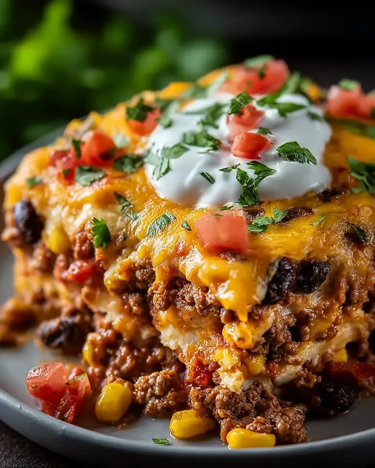 A delicious plate of Easy Taco Casserole That Makes Weeknights Exciting Again