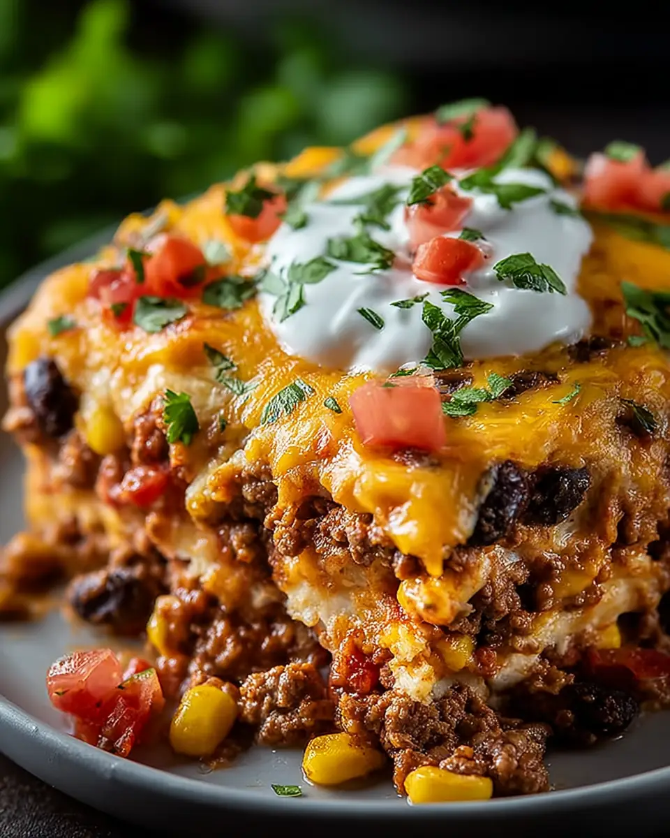 A delicious plate of Easy Taco Casserole That Makes Weeknights Exciting Again
