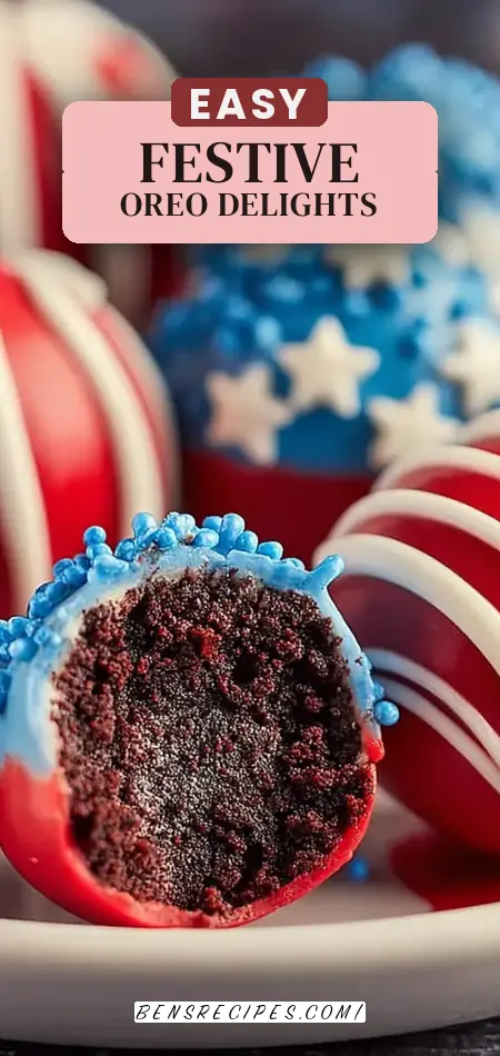 Pinterest pin (Design 2) for Patriotic Oreo Balls