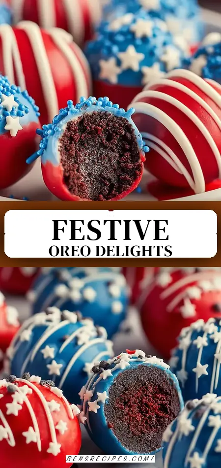 Pinterest pin (Design 3) for Patriotic Oreo Balls