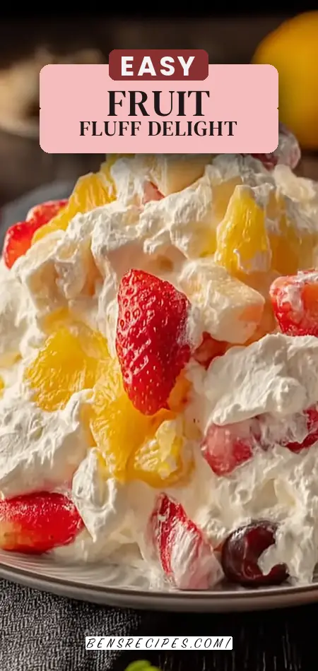 Pinterest pin (Design 2) for Foolproof Fruit Fluff Salad: No Soupy Mess