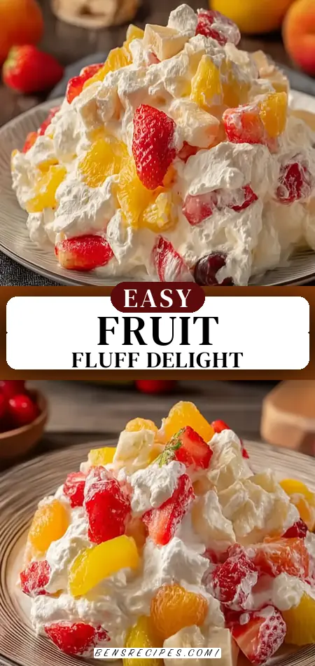 Pinterest pin (Design 3) for Foolproof Fruit Fluff Salad: No Soupy Mess