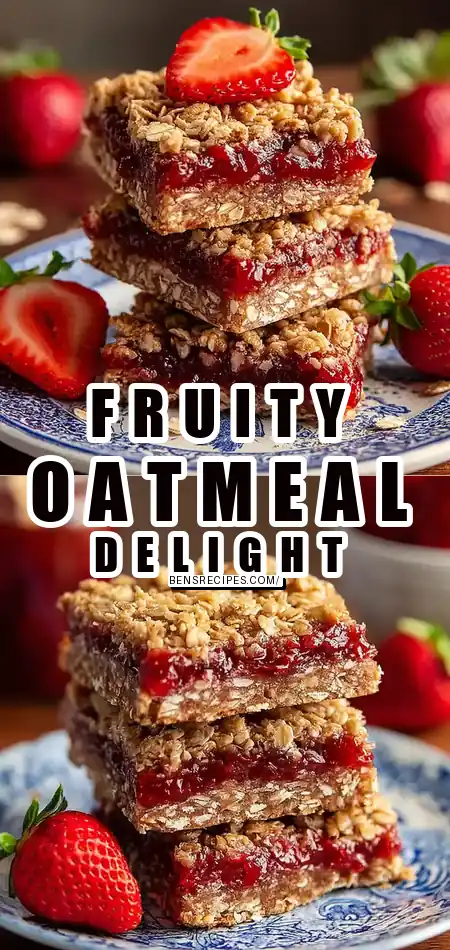 Pinterest pin (Design 1) for Strawberry Oatmeal Bars : Healthy, Fruity & Delicious Recipe