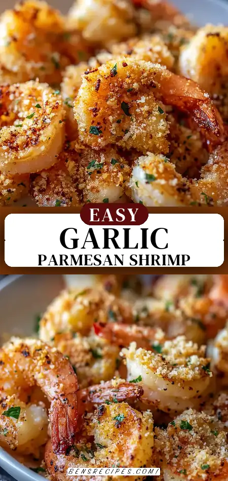Pinterest pin (Design 3) for Air Fryer Garlic Parmesan Shrimp