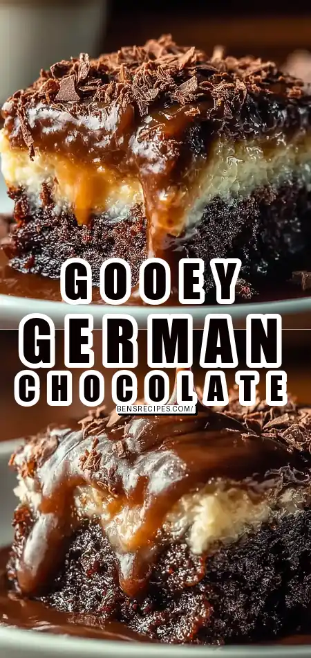 Pinterest pin (Design 1) for Irresistibly Gooey German Chocolate Dump Cake Recipe You'll Love