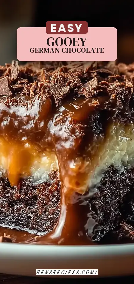 Pinterest pin (Design 2) for Irresistibly Gooey German Chocolate Dump Cake Recipe You'll Love