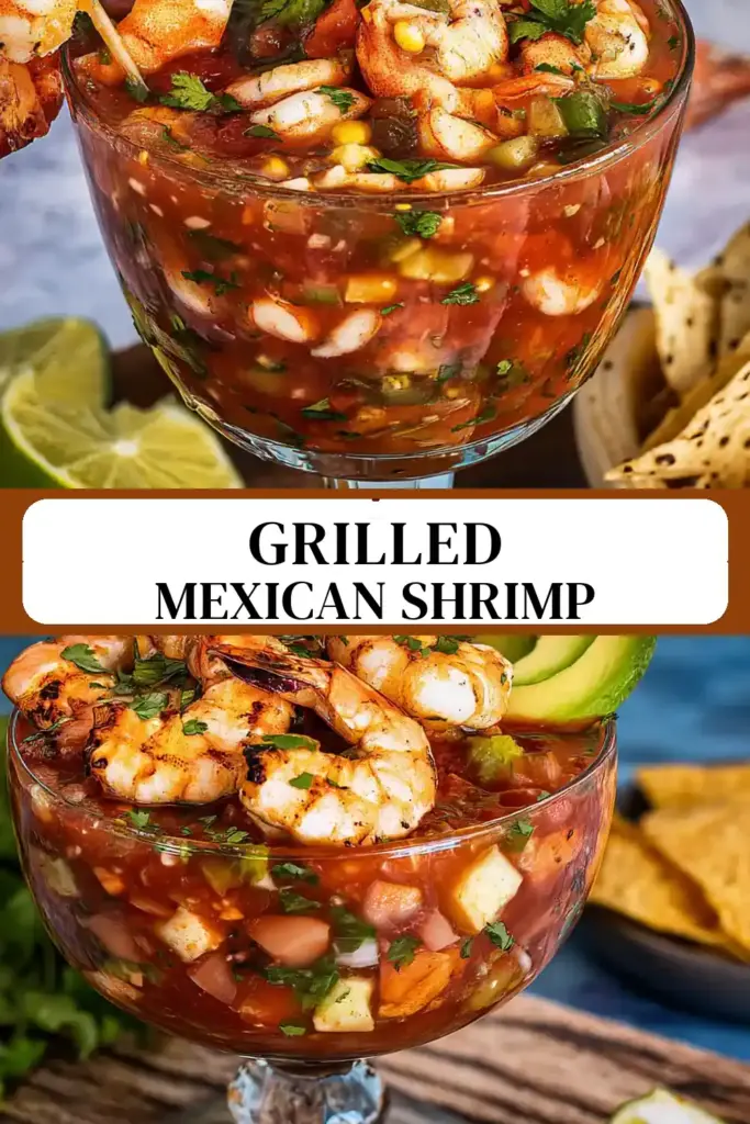 Pinterest pin (Design 3) for Campechana, Grilled Mexican Shrimp Cocktail