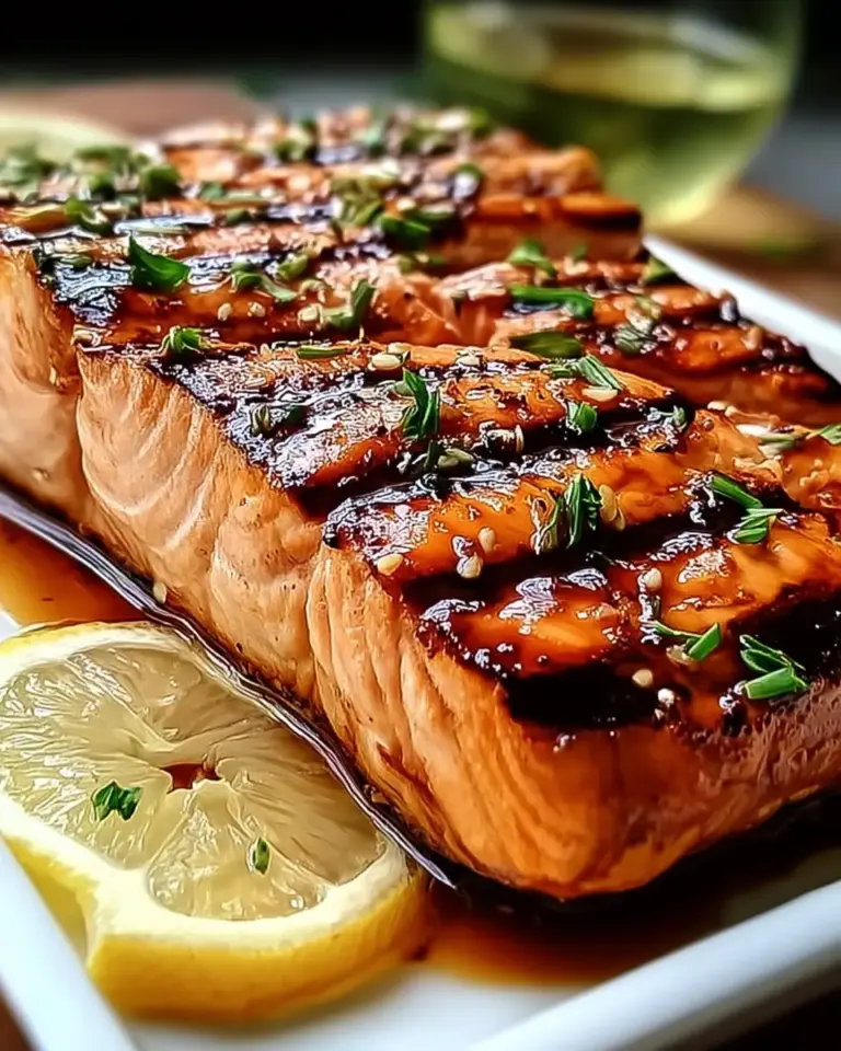 A delicious plate of Glazed Grilled Salmon: Quick, Healthy Delight for Any Meal