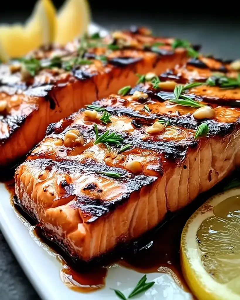 A delicious plate of Glazed Grilled Salmon: Quick, Healthy Delight for Any Meal