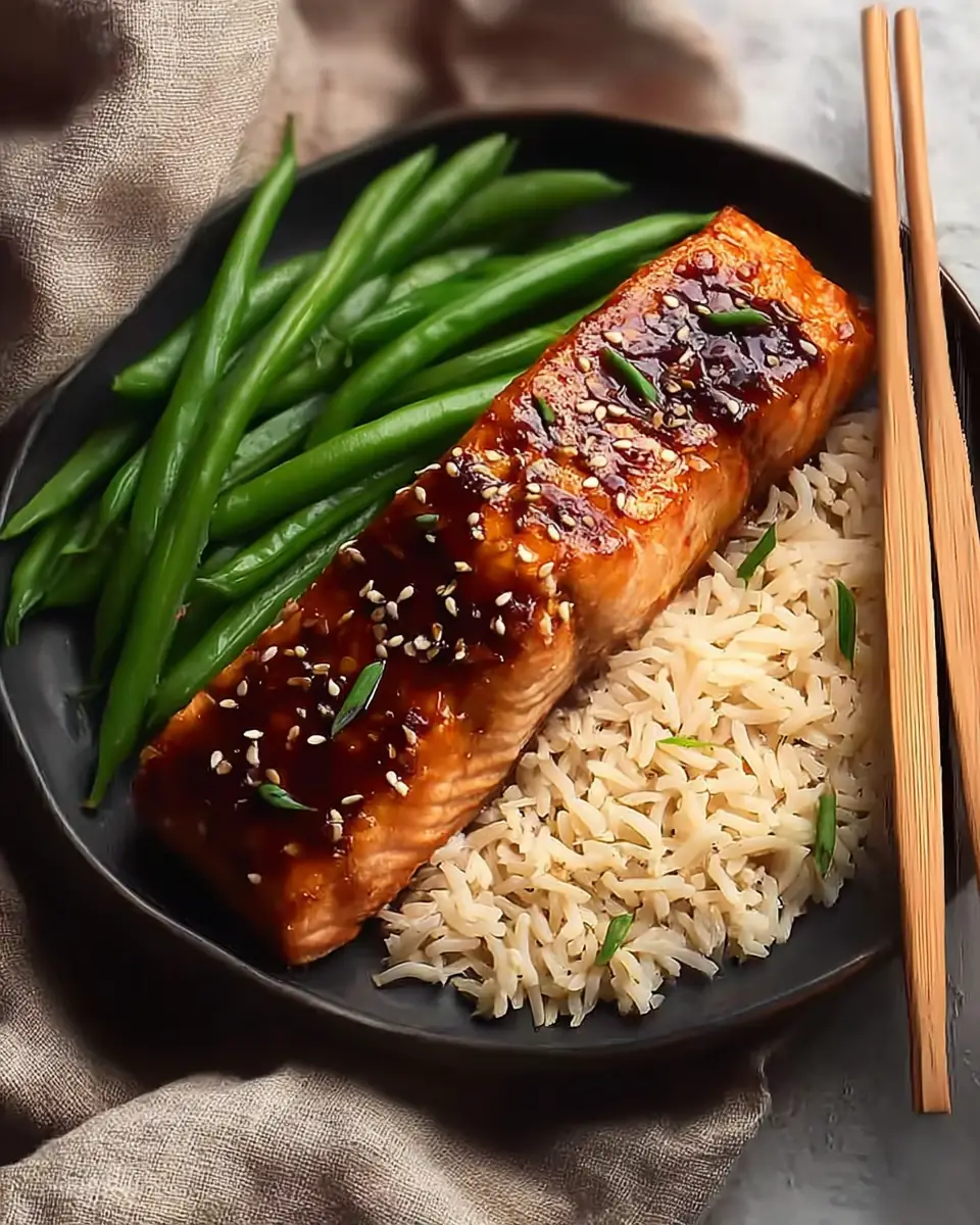 A delicious plate of Glazed Teriyaki Baked Salmon