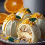 A delicious plate of Golden Citrus Cheesecake Bombs