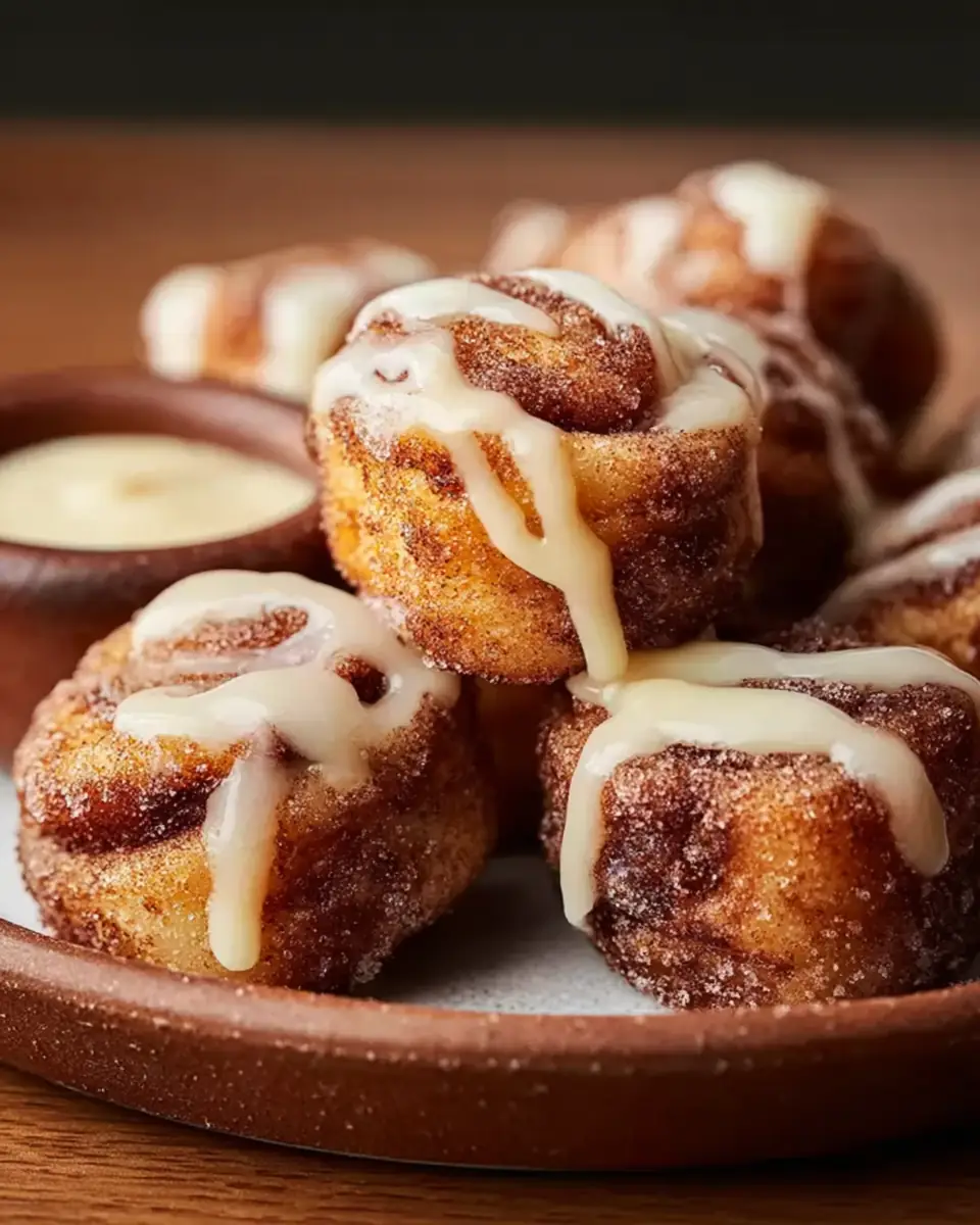 A delicious plate of Gooey Sourdough Discard Cinnamon Roll Bites