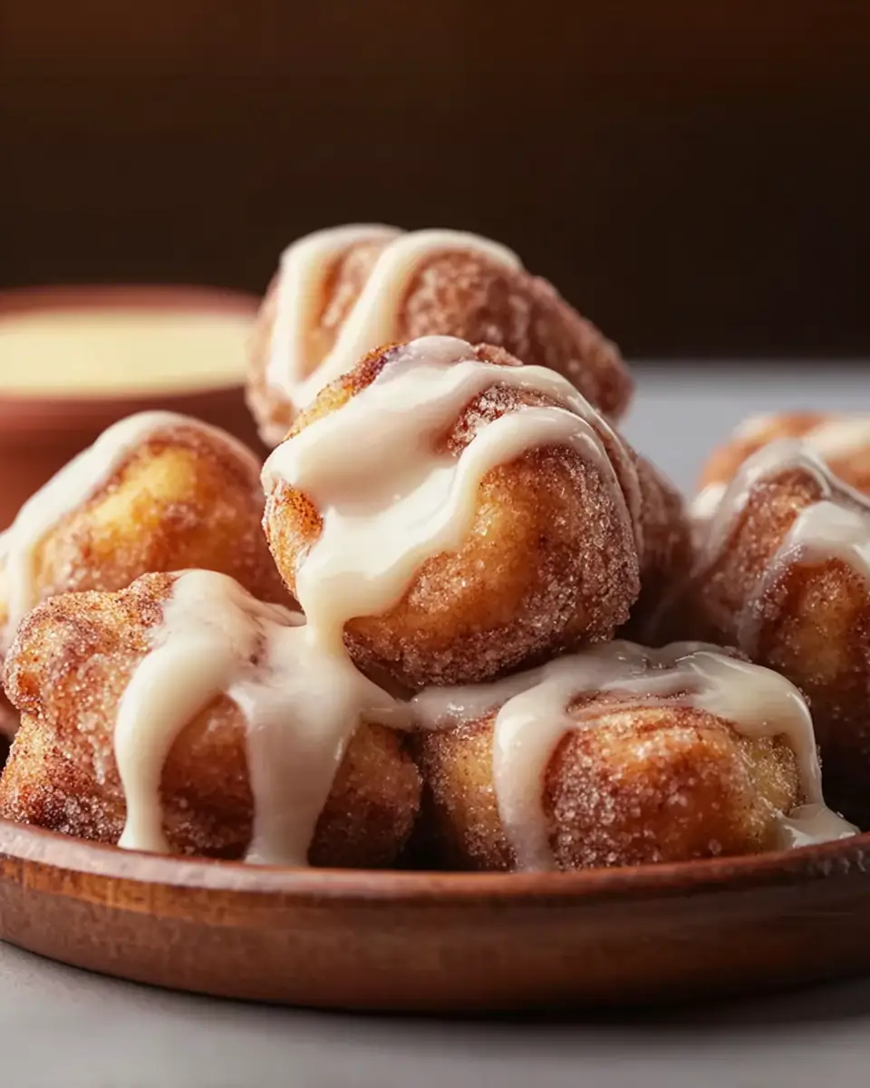 A delicious plate of Gooey Sourdough Discard Cinnamon Roll Bites