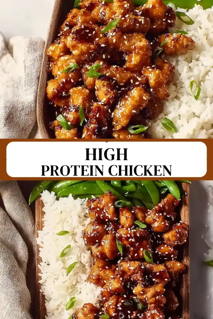 Pinterest pin (Design 3) for Tasty High Protein Sesame Chicken
