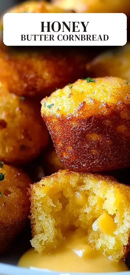 Pinterest pin (Design 2) for Southern-Style Honey Butter Cornbread Poppers