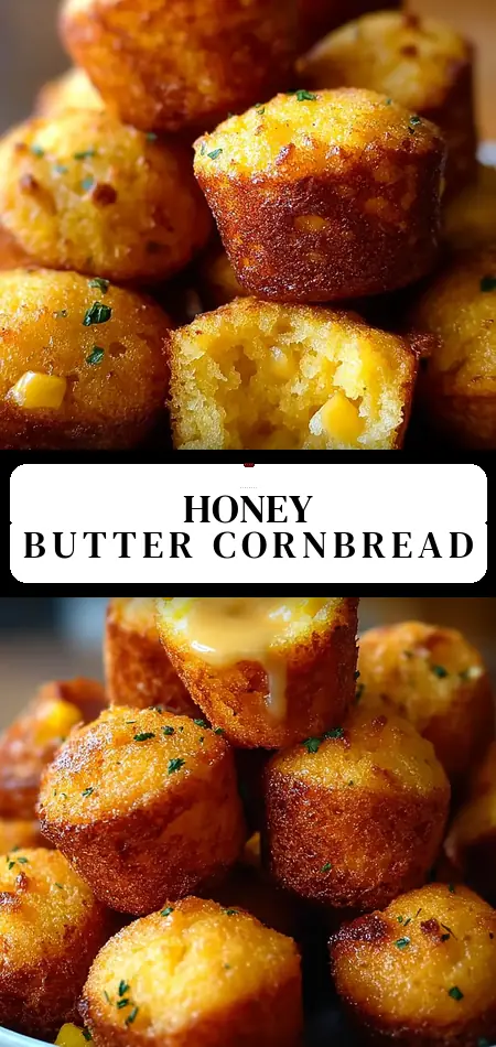 Pinterest pin (Design 3) for Southern-Style Honey Butter Cornbread Poppers