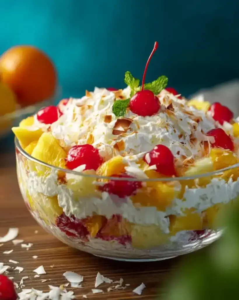 A delicious plate of Hawaiian Cheesecake Salad: A Creamy Taste of the Islands