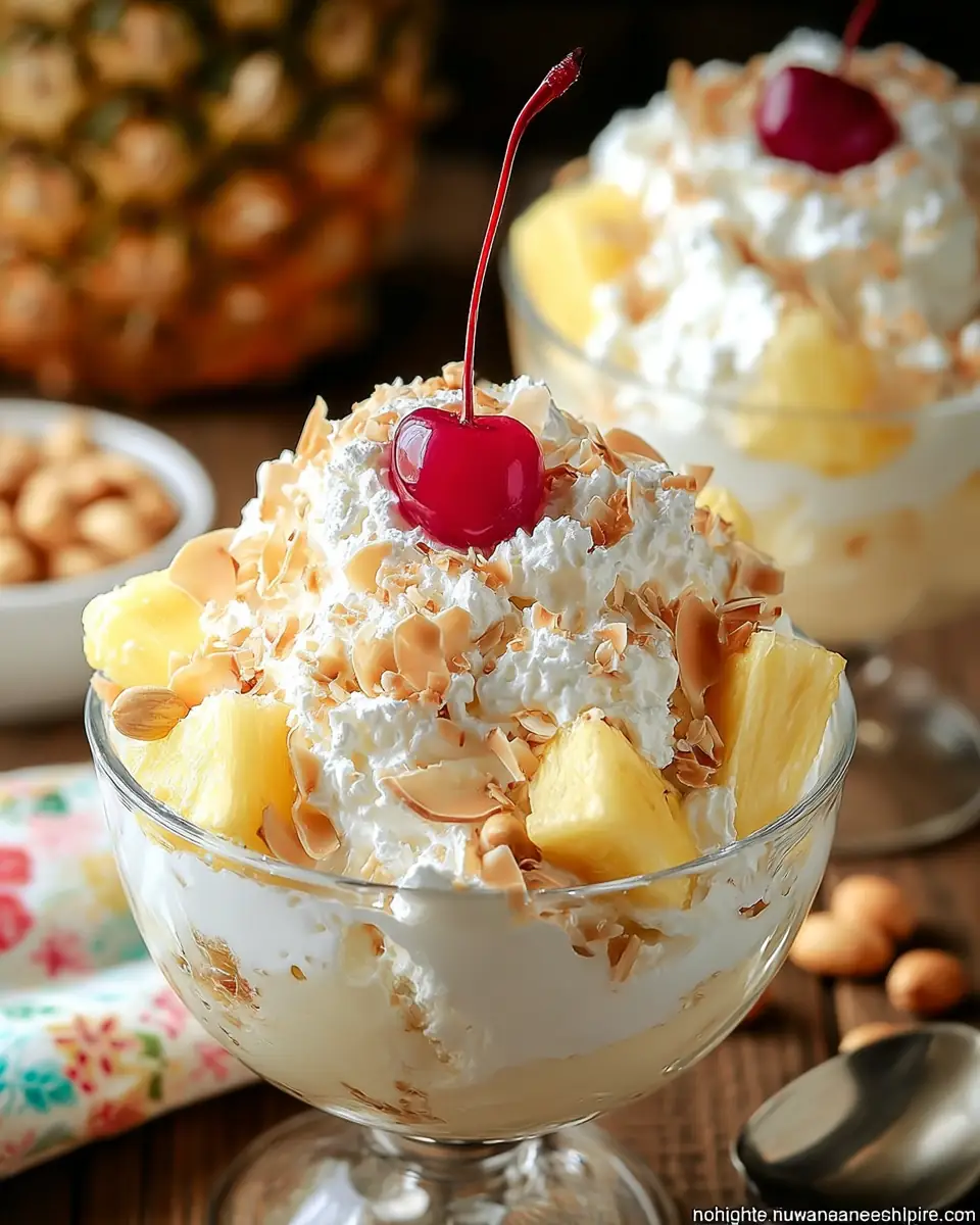 A delicious plate of Hawaiian Pineapple Coconut Fluff