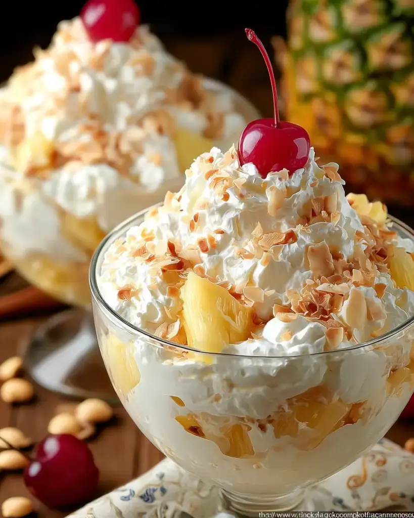 A delicious plate of Hawaiian Pineapple Coconut Fluff