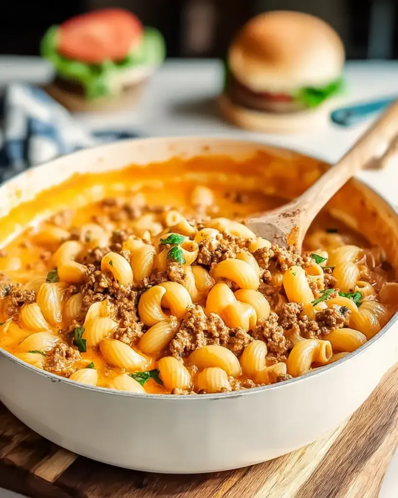 A delicious plate of High Protein Hamburger Helper That Upgrades Comfort Food