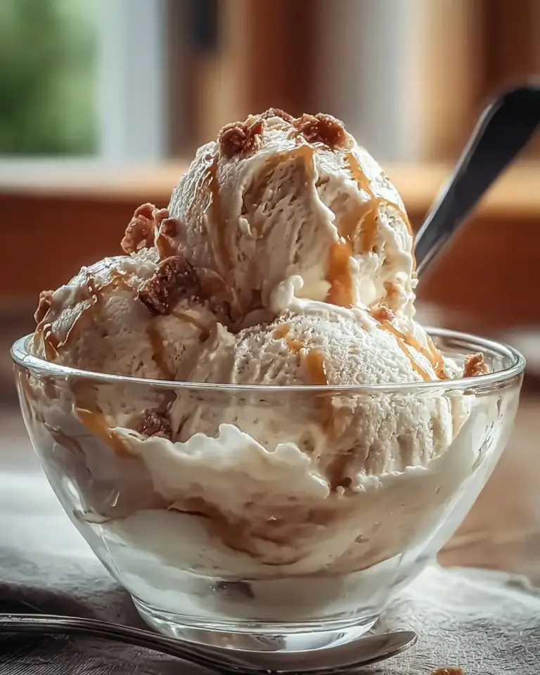 A delicious plate of High-Protein Salted Caramel Cottage Cheese Ice Cream