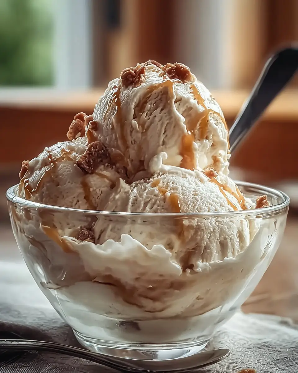 A delicious plate of High-Protein Salted Caramel Cottage Cheese Ice Cream
