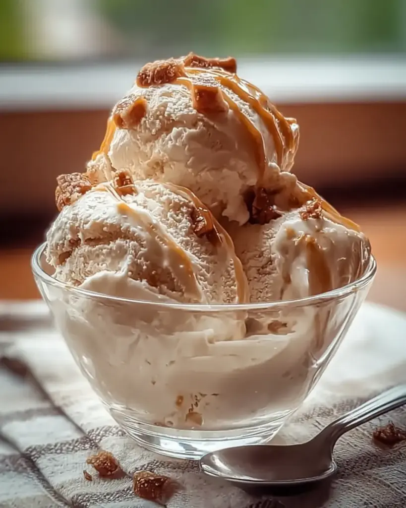 A delicious plate of High-Protein Salted Caramel Cottage Cheese Ice Cream