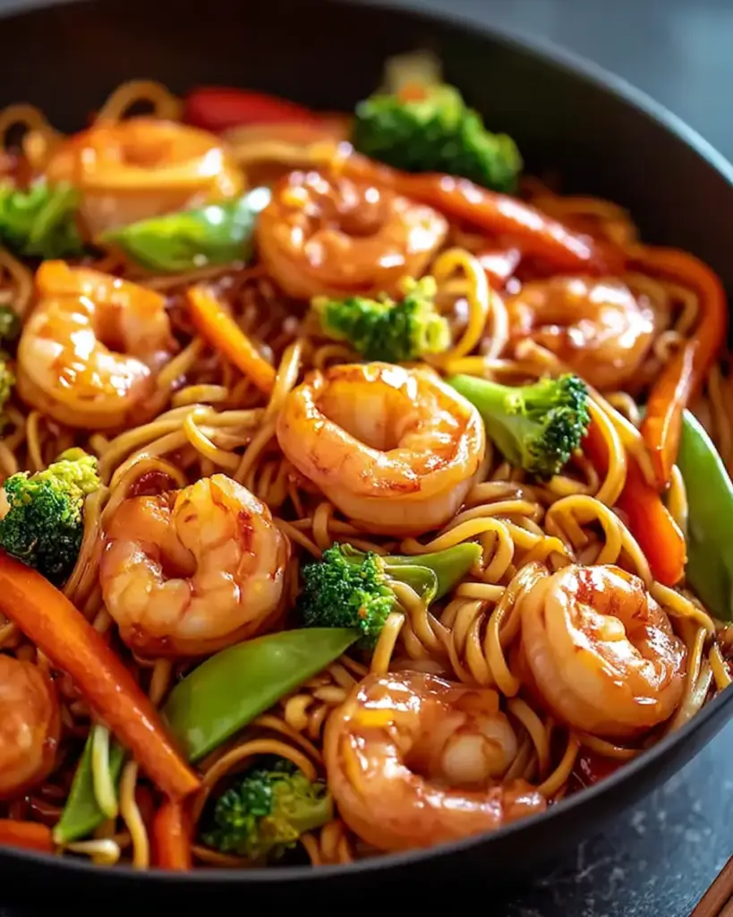 A delicious plate of High-Protein Shrimp Stir Fry with Noodles (25-Minutes)