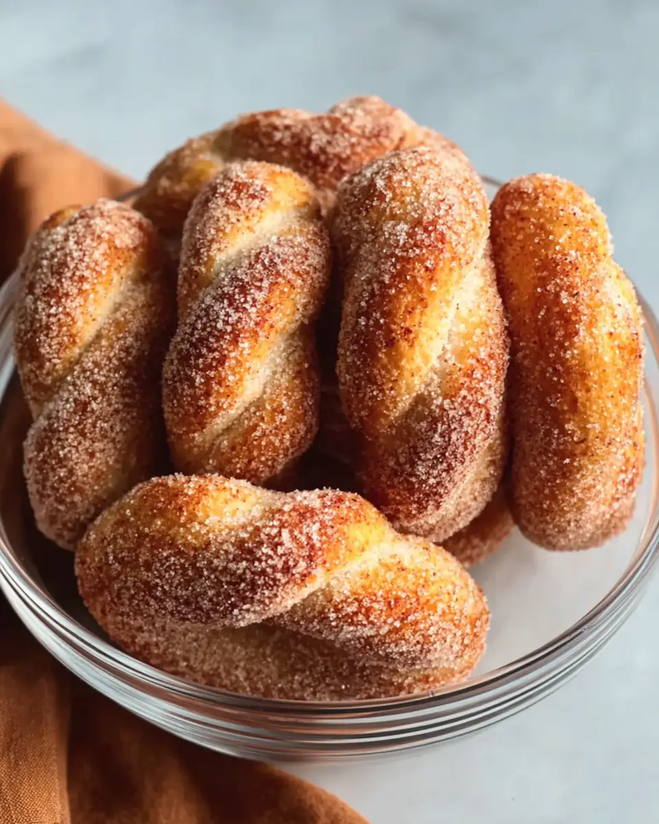 A delicious plate of Homemade Cinnamon Sugar Twist Donuts Recipe