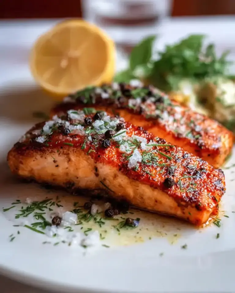 A delicious plate of Homestyle Pan Seared Salmon