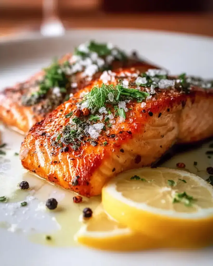 A delicious plate of Homestyle Pan Seared Salmon