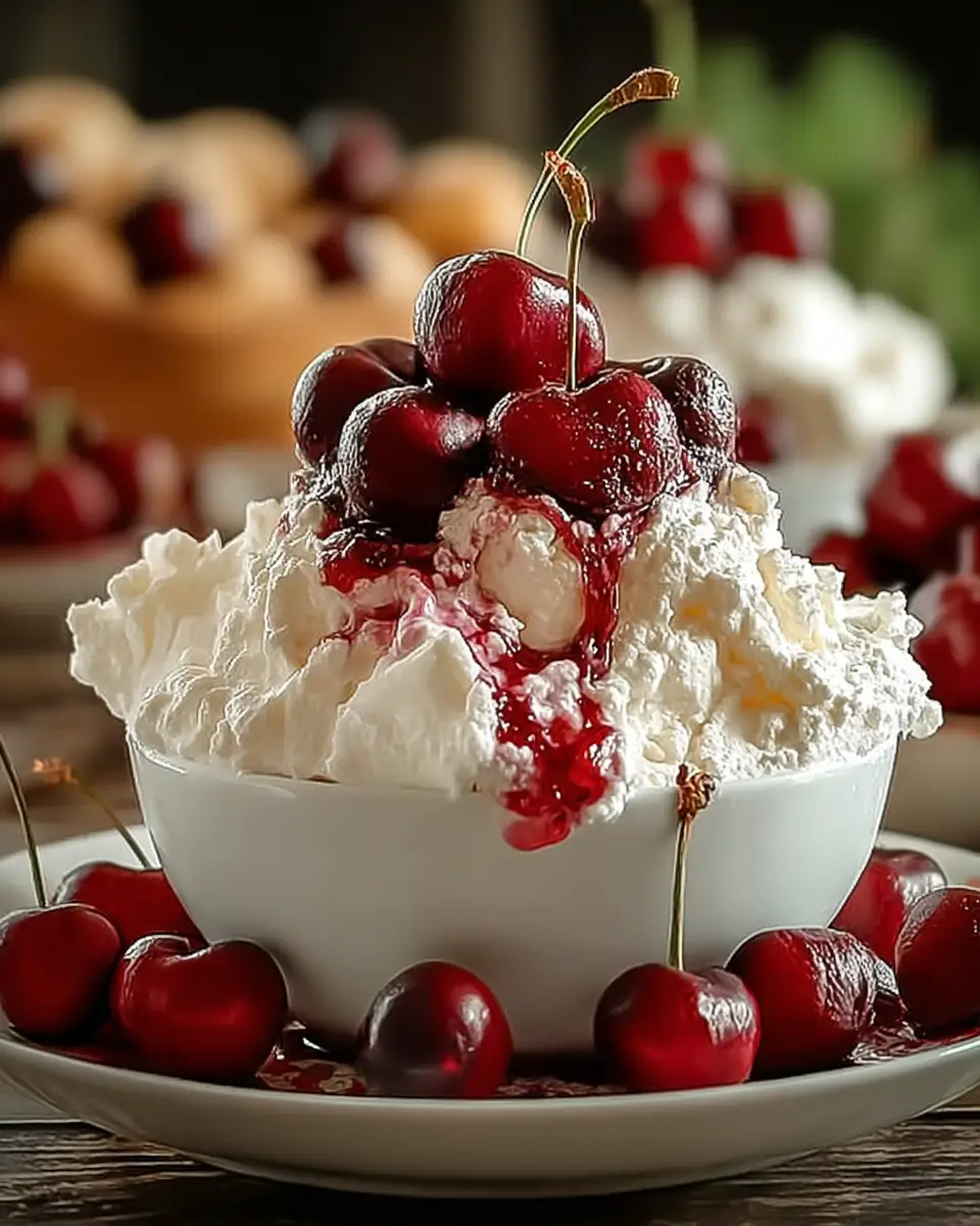 A delicious plate of Indulgent Cherry Cheesecake Fluff Made Easy in 15 Minutes