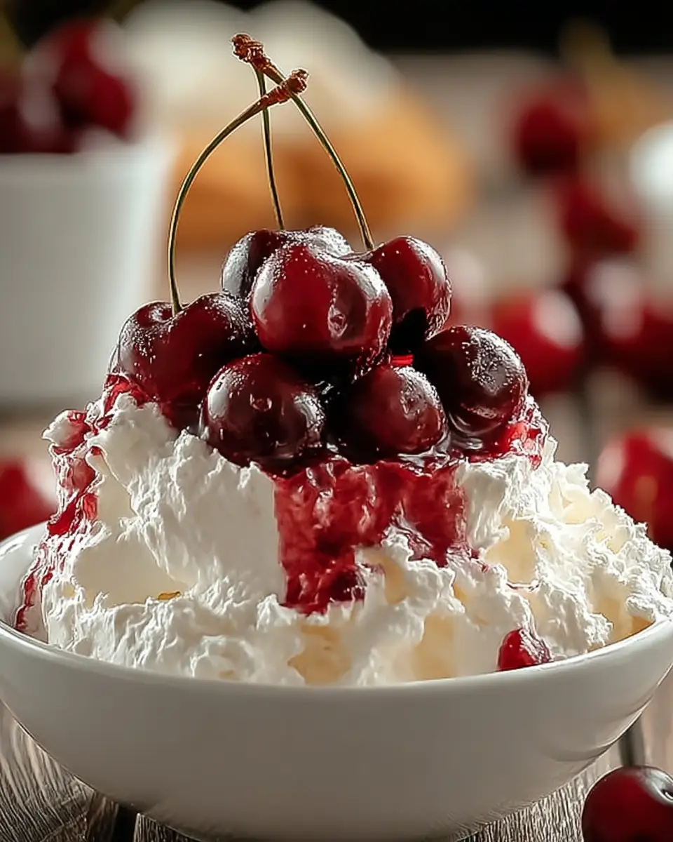 A delicious plate of Indulgent Cherry Cheesecake Fluff Made Easy in 15 Minutes