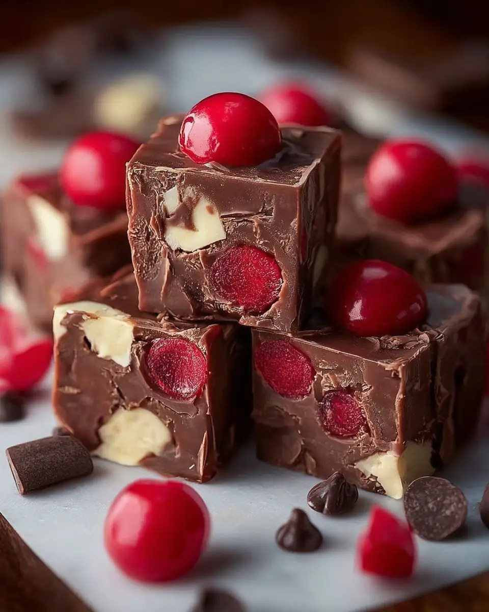 A delicious plate of Irresistible Cherry Garcia Fudge