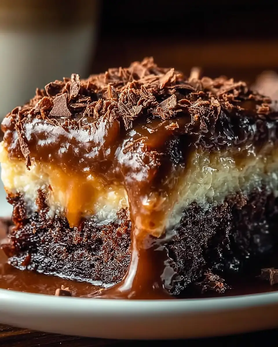 A delicious plate of Irresistibly Gooey German Chocolate Dump Cake Recipe You'll Love