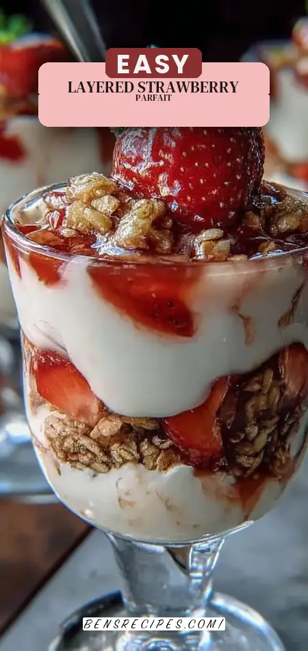 Pinterest pin (Design 2) for Layered Strawberry Parfait Treat