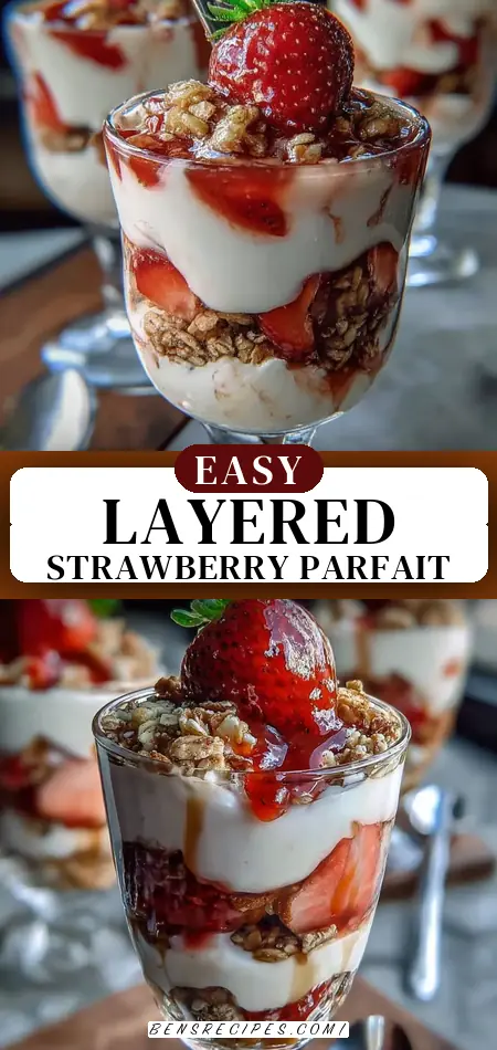 Pinterest pin (Design 3) for Layered Strawberry Parfait Treat