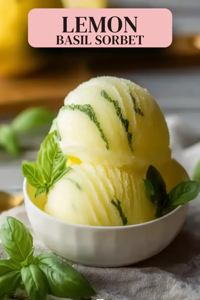 Pinterest pin (Design 2) for Lemon Basil Sorbet: Refreshing Summer Bliss Awaits!